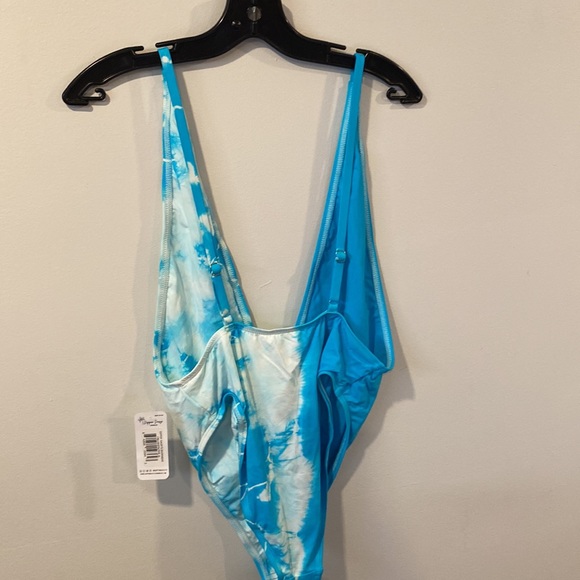 Dippin' Daisy's Euphoria High Cut Low V Neck One-Piece - Crystal Tie Dye Size XL - Picture 4 of 8